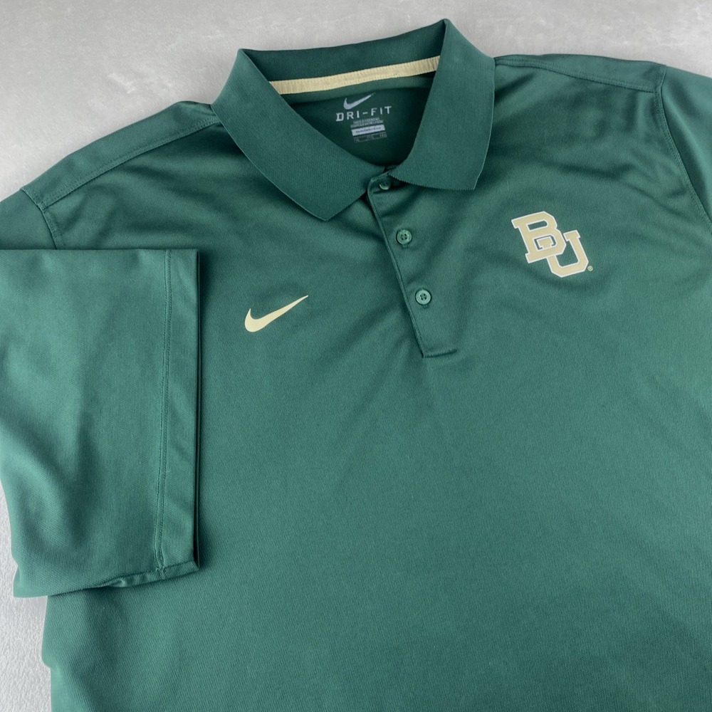 Nike Baylor Bears Polo‎ Performance Shirt Men's 2XL Green SS Dri-Fit Golf Big 12